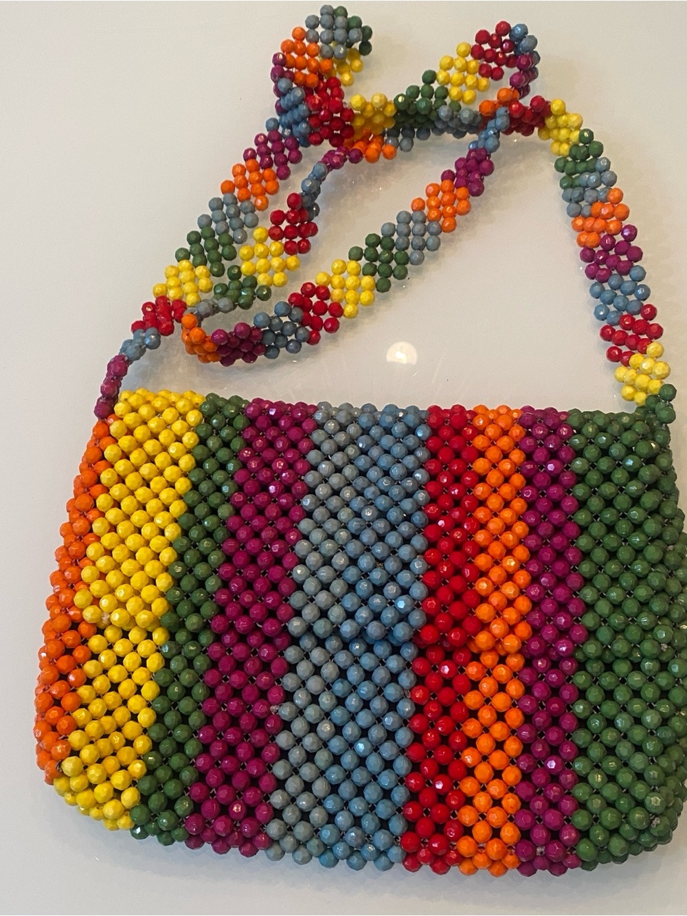Cynthia Rowley Rainbow Stripe Beaded Crossbody Bag